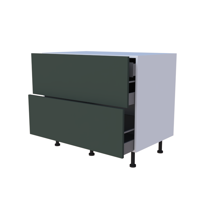 Meuble bas 2 casseroliers avec 1 tiroirs caché - larg. 100 cm - Haut. 85cm (pieds inclus)