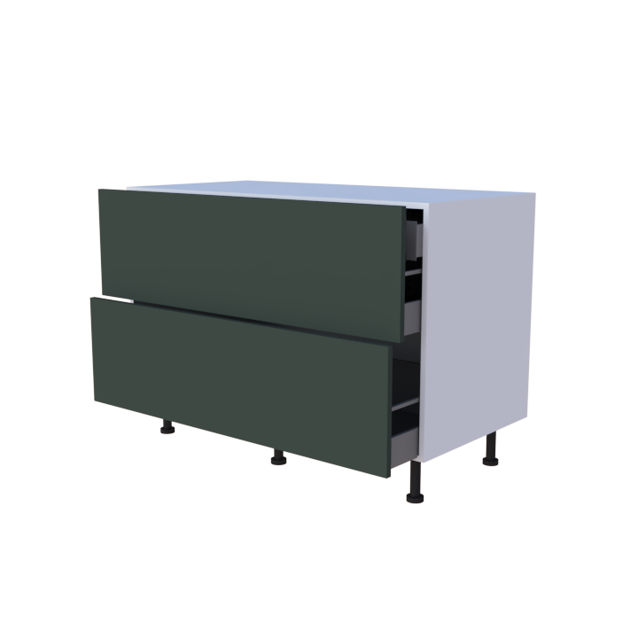 Meuble bas 2 casseroliers avec 1 tiroirs caché - larg. 120 cm - Haut. 85cm (pieds inclus)