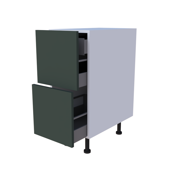 Meuble bas 2 casseroliers + 1 tiroir caché - Larg. 35cm - Haut. 85cm (pieds inclus)