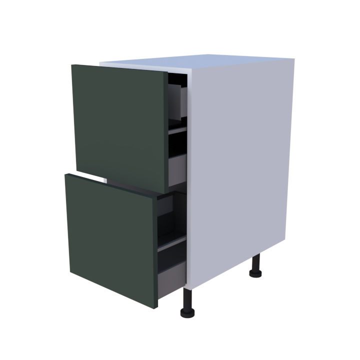 Meuble bas 2 casseroliers + 1 tiroir caché - Larg. 40cm - Haut. 85cm (pieds inclus)