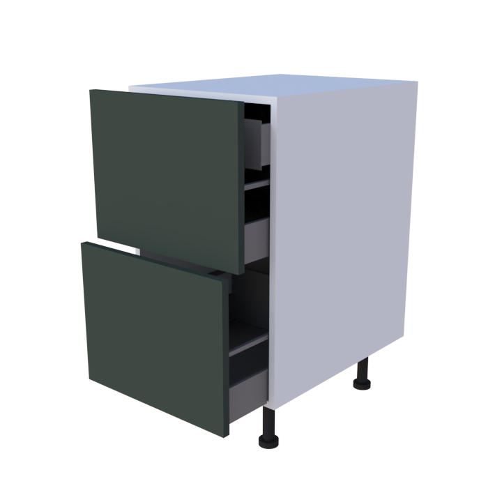 Meuble bas 2 casseroliers + 1 tiroir caché - Larg. 45cm - Haut. 85cm (pieds inclus)