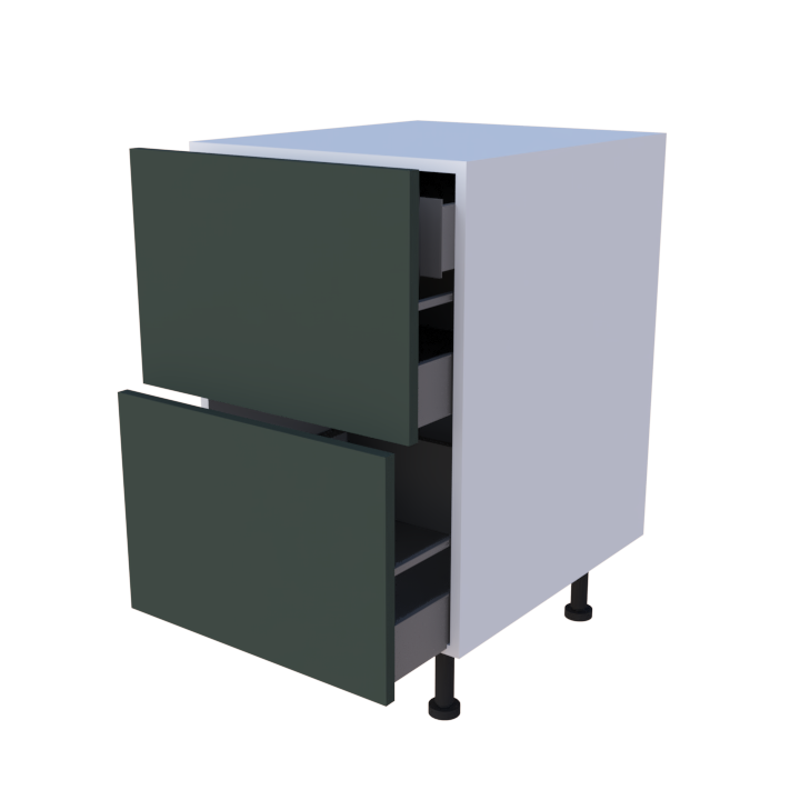 Meuble bas 2 casseroliers + 1 tiroir caché - Larg. 50cm - Haut. 85cm (pieds inclus)