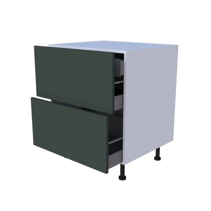 Meuble bas 2 casseroliers avec 1 tiroirs caché - larg. 70 cm - Haut. 85cm (pieds inclus)