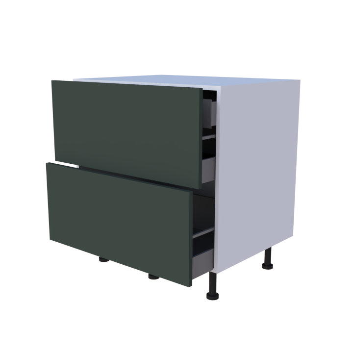 Meuble bas 2 casseroliers avec 1 tiroirs caché - larg. 80 cm - Haut. 85cm (pieds inclus)