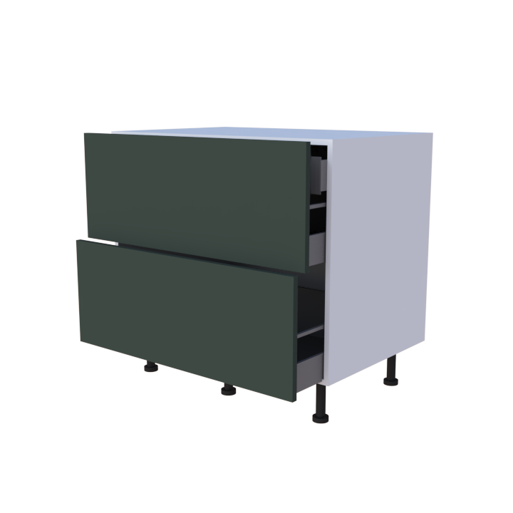 Meuble bas 2 casseroliers avec 1 tiroirs caché - larg. 90 cm - Haut. 85cm (pieds inclus)