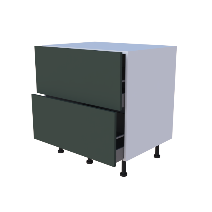 Meuble bas 2 casseroliers - Larg. 80cm - faible profondeur - Haut. 85cm (pieds inclus)