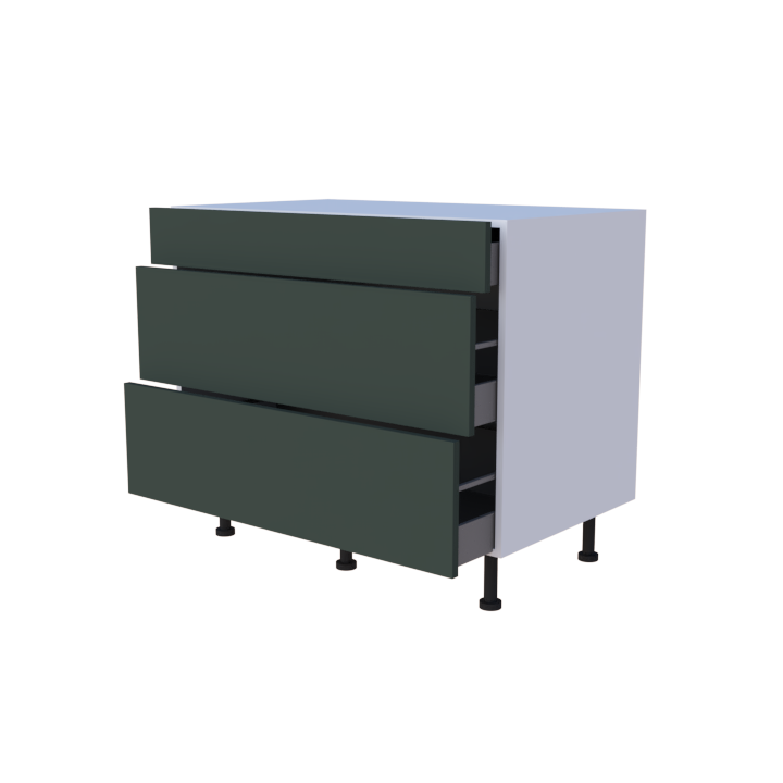 Meuble bas 3 casseroliers - larg. 100cm - Haut. 85cm (pieds inclus)
