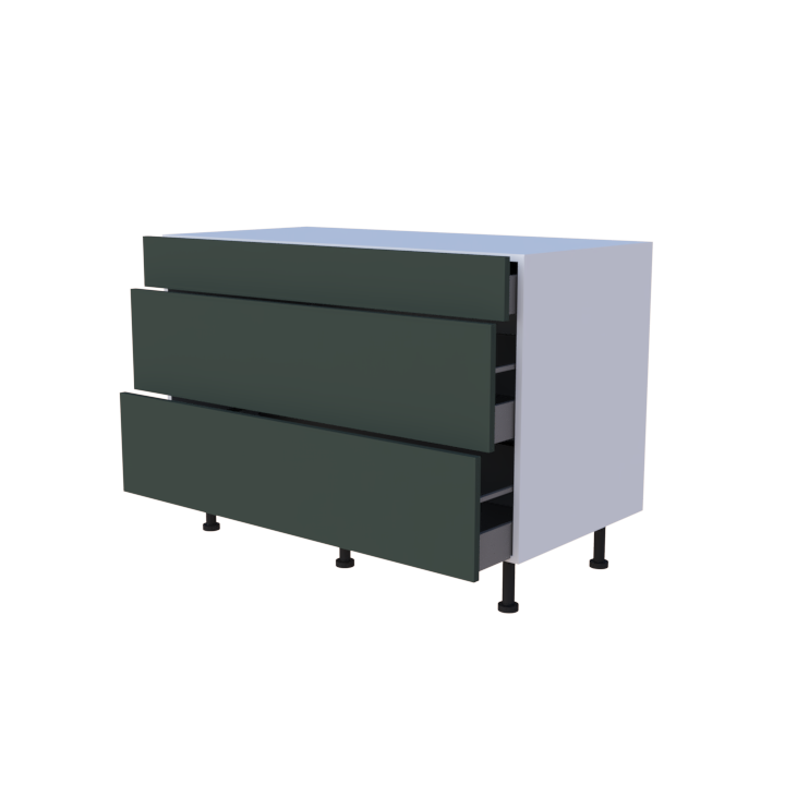 Meuble bas 3 casseroliers - larg. 120cm - Haut. 85cm (pieds inclus)