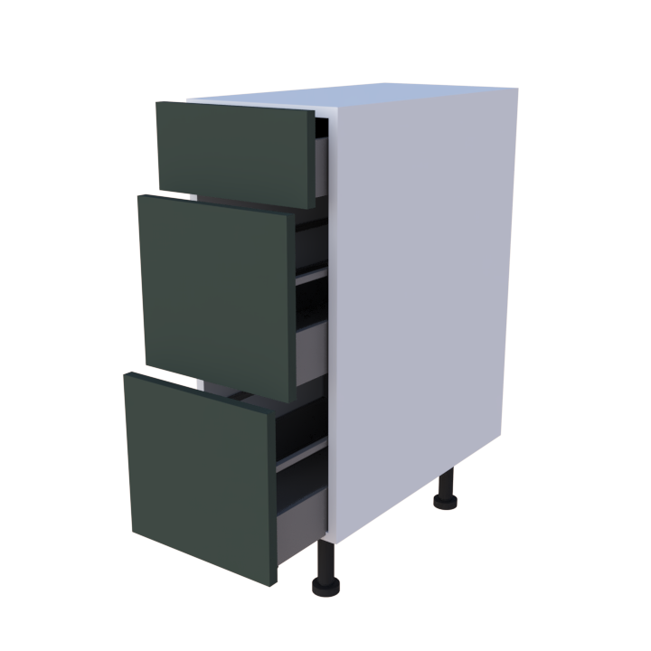 Meuble bas 3 casseroliers - larg. 30 cm - Haut. 85cm (pieds inclus)