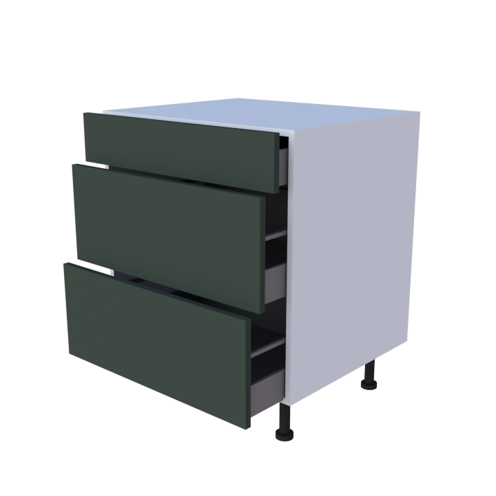Meuble bas 3 casseroliers - larg. 70cm - Haut. 85cm (pieds inclus)