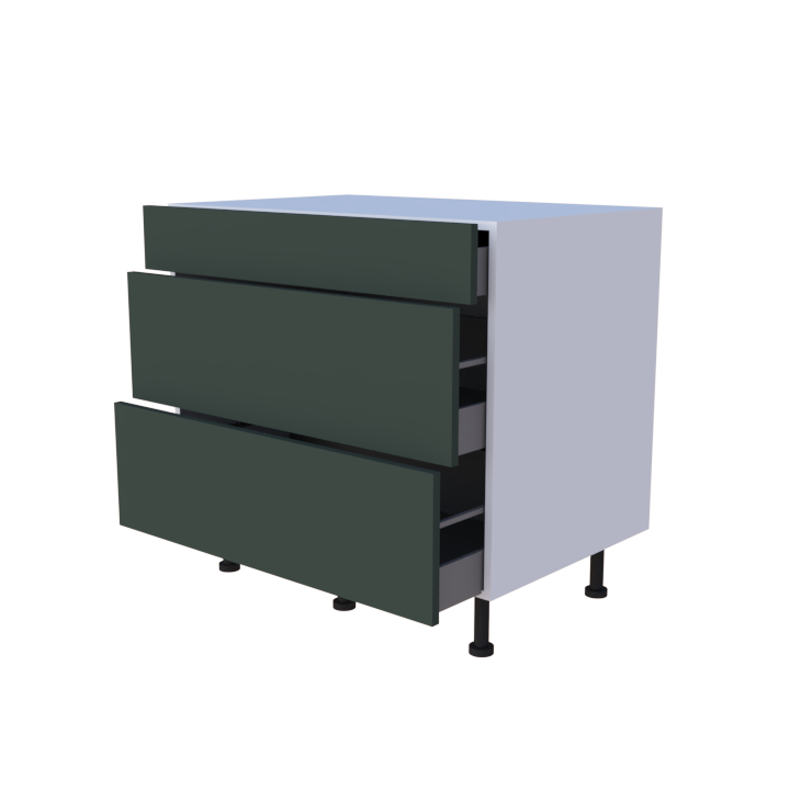 Meuble bas 3 casseroliers - larg. 90cm - Haut. 85cm (pieds inclus)