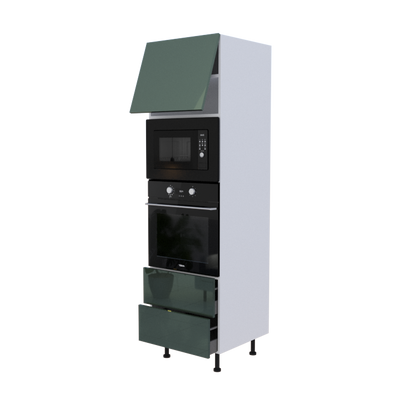 Colonne Four et micro onde + 2 casseroliers + 1 porte abattant - Larg. 60cm - Haut. 215cm (pieds inclus)
