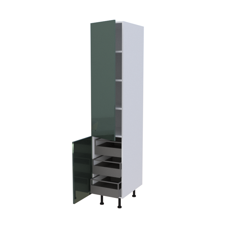 Colonne 2 portes + 3 casseroliers intérieures - Larg. 60cm - Haut. 215cm (pieds inclus)