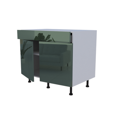 Meuble bas 2 portes + 1 tiroir - larg. 100 cm - Haut. 85cm (pieds inclus)