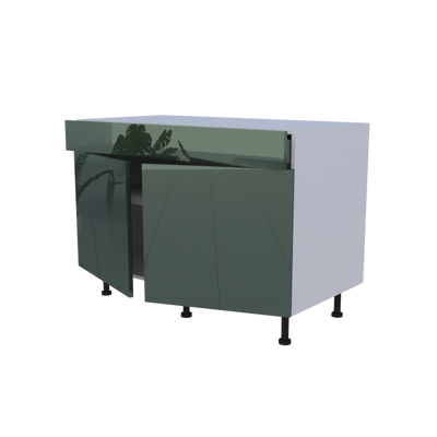 Meuble bas 2 portes + 1 tiroir - larg. 120 cm - Haut. 85cm (pieds inclus)