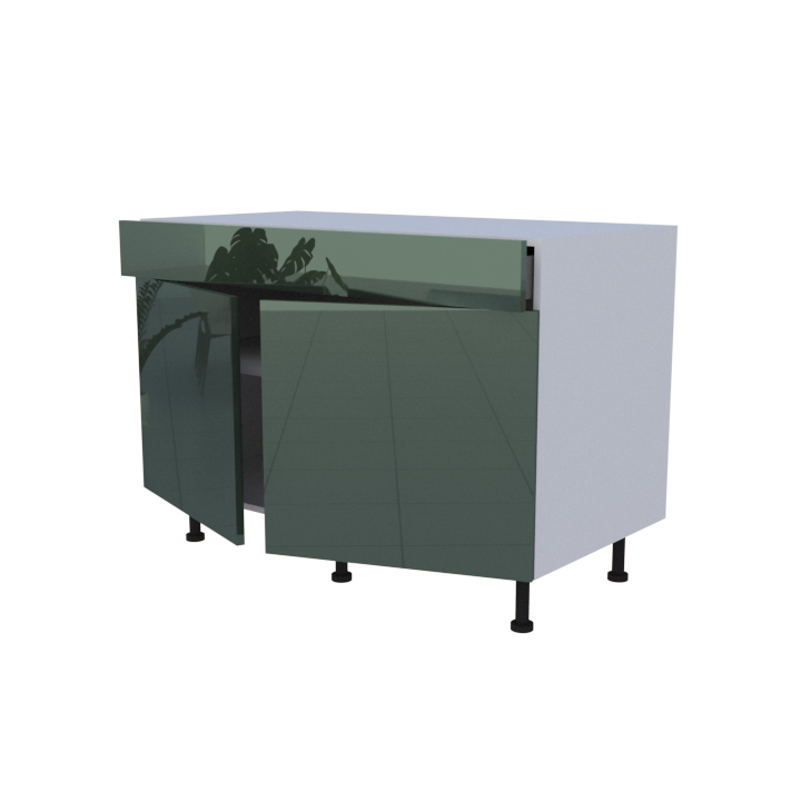 Meuble bas 2 portes + 1 tiroir - larg. 120 cm - Haut. 85cm (pieds inclus)