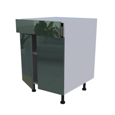 Meuble bas 2 portes + 1 tiroir - larg. 60 cm - Haut. 85cm (pieds inclus)