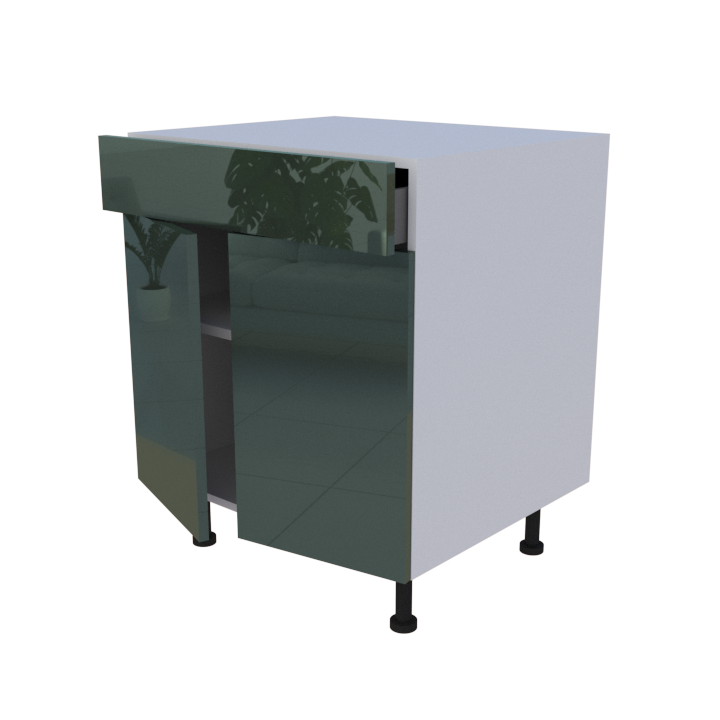 Meuble bas 2 portes + 1 tiroir - larg. 70 cm - Haut. 85cm (pieds inclus)