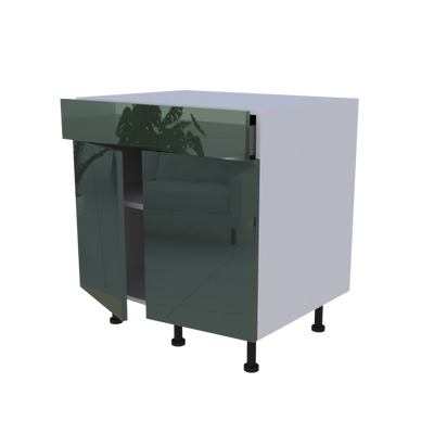 Meuble bas 2 portes + 1 tiroir - larg. 80 cm - Haut. 85cm (pieds inclus)