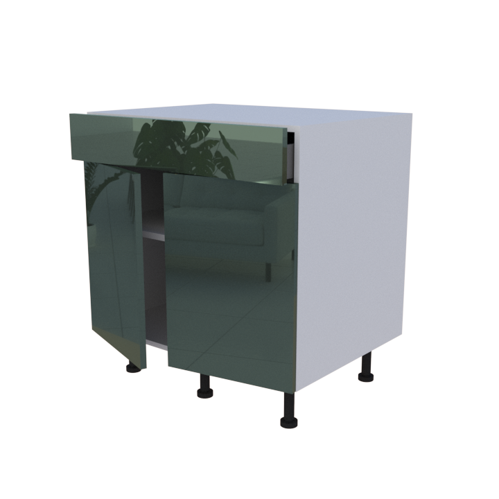 Meuble bas 2 portes + 1 tiroir - larg. 80 cm - Haut. 85cm (pieds inclus)