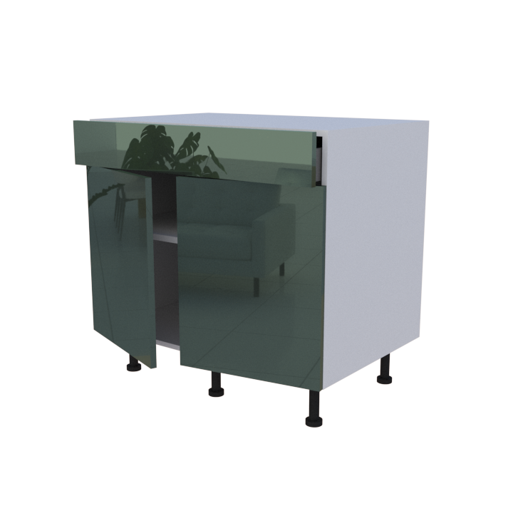 Meuble bas 2 portes + 1 tiroir - larg. 90 cm - Haut. 85cm (pieds inclus)