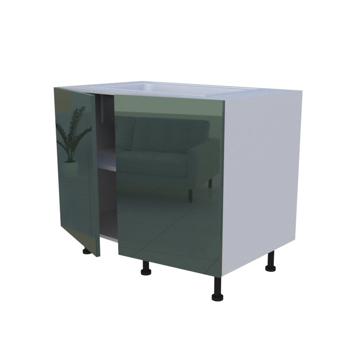 Meuble bas evier 2 portes - larg. 100cm - Haut. 85cm (pieds inclus)