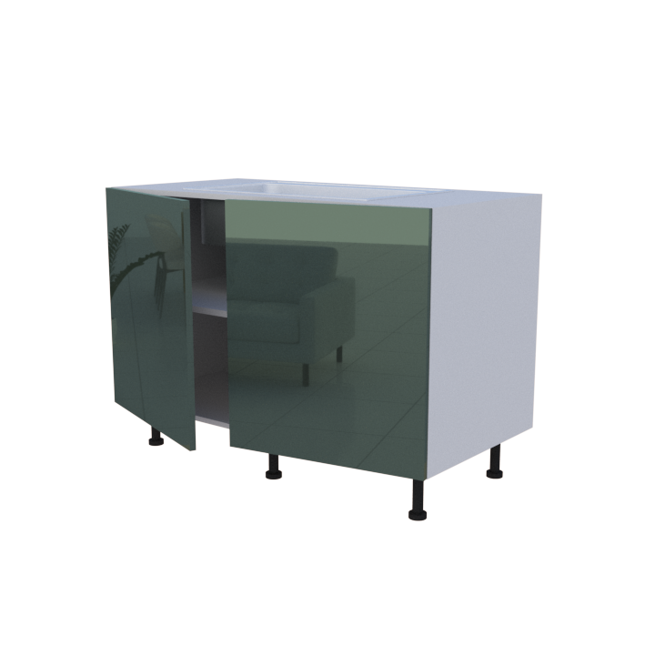 Meuble bas evier 2 portes - larg. 120cm - Haut. 85cm (pieds inclus)