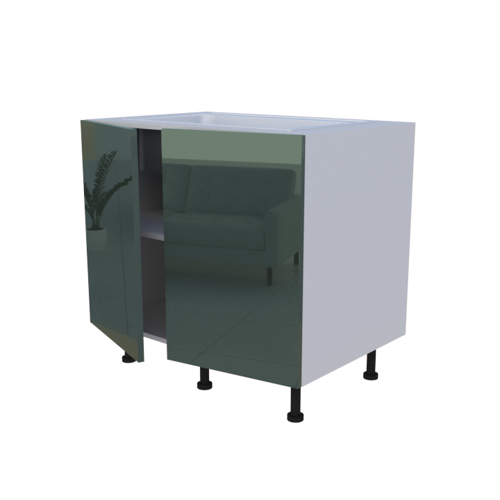 Meuble bas evier 2 portes - larg. 90cm - Haut. 85cm (pieds inclus)