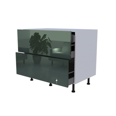 Meuble bas 2 casseroliers avec 1 tiroirs caché - larg. 100 cm - Haut. 85cm (pieds inclus)