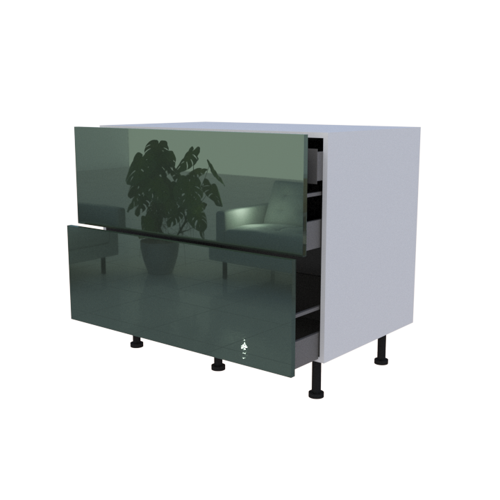 Meuble bas 2 casseroliers avec 1 tiroirs caché - larg. 100 cm - Haut. 85cm (pieds inclus)