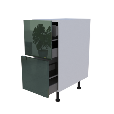Meuble bas 2 casseroliers + 1 tiroir caché - Larg. 35cm - Haut. 85cm (pieds inclus)