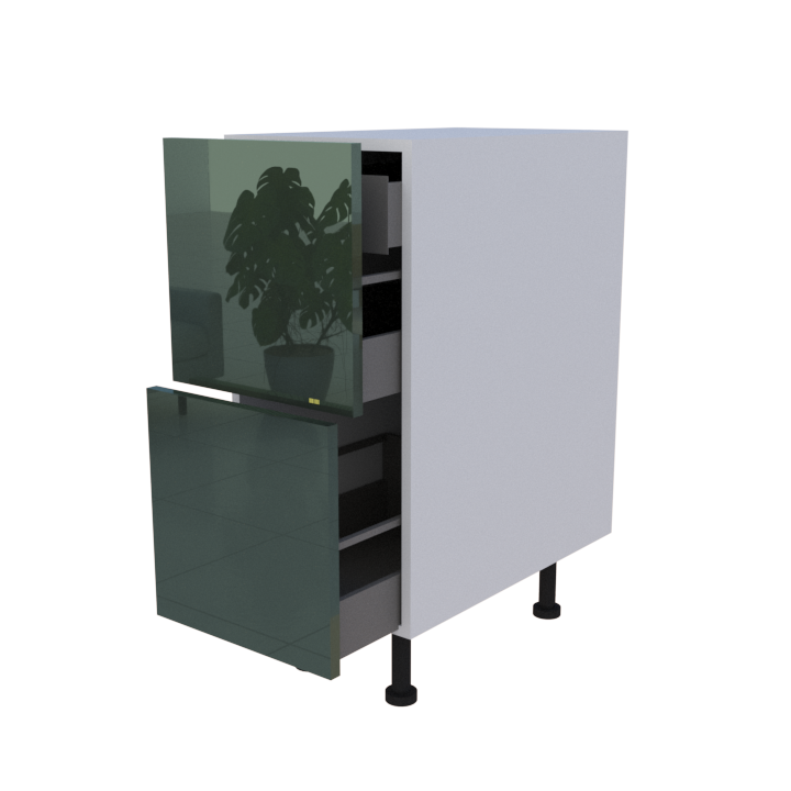 Meuble bas 2 casseroliers + 1 tiroir caché - Larg. 35cm - Haut. 85cm (pieds inclus)