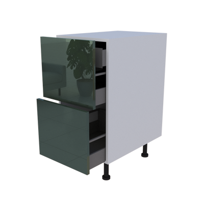 Meuble bas 2 casseroliers + 1 tiroir caché - Larg. 40cm - Haut. 85cm (pieds inclus)