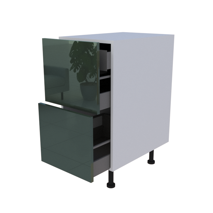 Meuble bas 2 casseroliers + 1 tiroir caché - Larg. 40cm - Haut. 85cm (pieds inclus)
