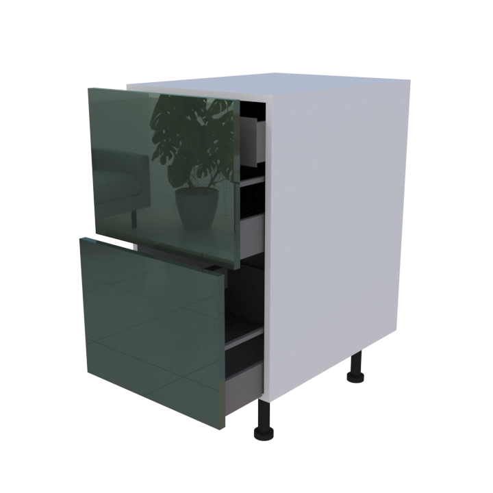 Meuble bas 2 casseroliers + 1 tiroir caché - Larg. 45cm - Haut. 85cm (pieds inclus)
