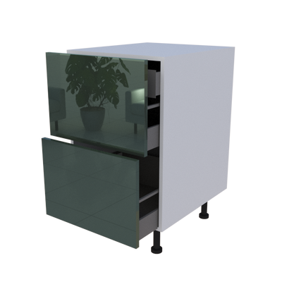 Meuble bas 2 casseroliers + 1 tiroir caché - Larg. 50cm - Haut. 85cm (pieds inclus)