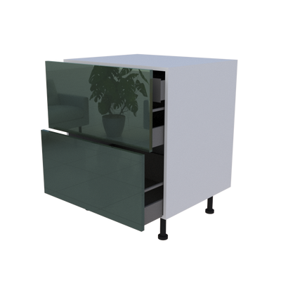 Meuble bas 2 casseroliers avec 1 tiroirs caché - larg. 70 cm - Haut. 85cm (pieds inclus)