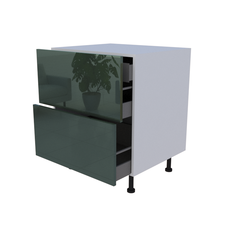 Meuble bas 2 casseroliers avec 1 tiroirs caché - larg. 70 cm - Haut. 85cm (pieds inclus)
