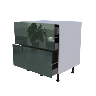 Meuble bas 2 casseroliers avec 1 tiroirs caché - larg. 80 cm - Haut. 85cm (pieds inclus)