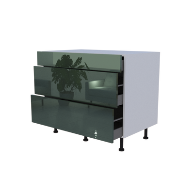 Meuble bas 3 casseroliers - larg. 100cm - Haut. 85cm (pieds inclus)
