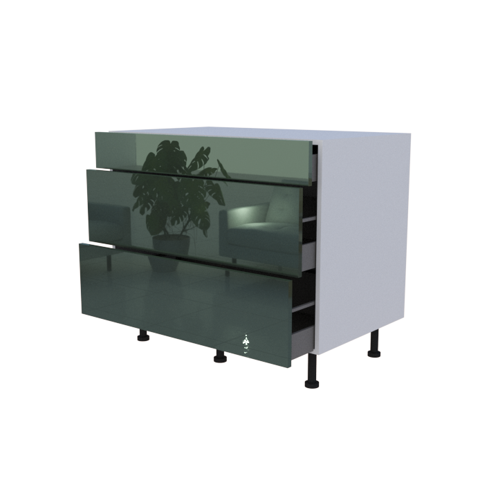 Meuble bas 3 casseroliers - larg. 100cm - Haut. 85cm (pieds inclus)