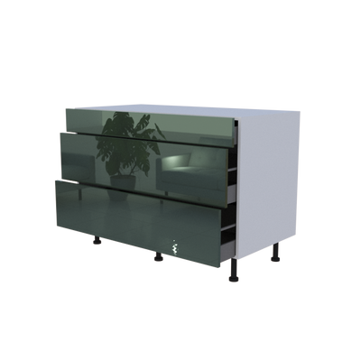 Meuble bas 3 casseroliers - larg. 120cm - Haut. 85cm (pieds inclus)