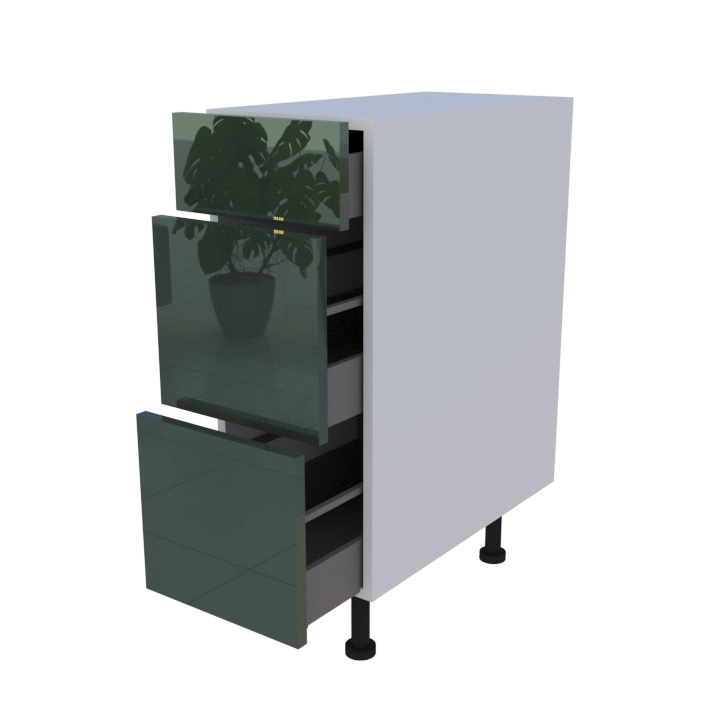 Meuble bas 3 casseroliers - larg. 30 cm - Haut. 85cm (pieds inclus)