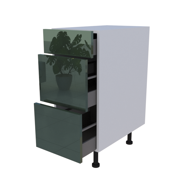 Meuble bas 3 casseroliers - larg. 35cm - Haut. 85cm (pieds inclus)