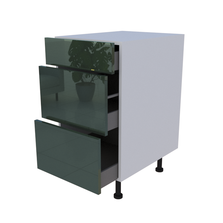 Meuble bas 3 casseroliers - larg. 45cm - Haut. 85cm (pieds inclus)