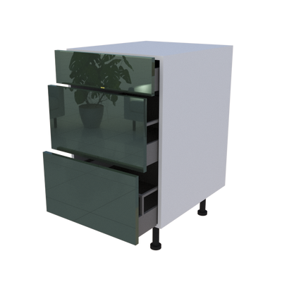 Meuble bas 3 casseroliers - larg. 50cm - Haut. 85cm (pieds inclus)