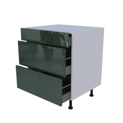 Meuble bas 3 casseroliers - larg. 70cm - Haut. 85cm (pieds inclus)