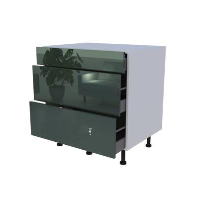 Meuble bas 3 casseroliers - larg. 80cm - Haut. 85cm (pieds inclus)