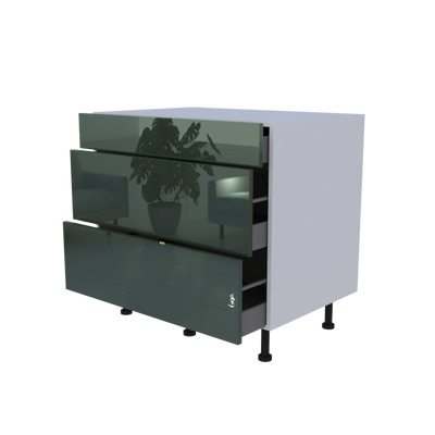 Meuble bas 3 casseroliers - larg. 90cm - Haut. 85cm (pieds inclus)