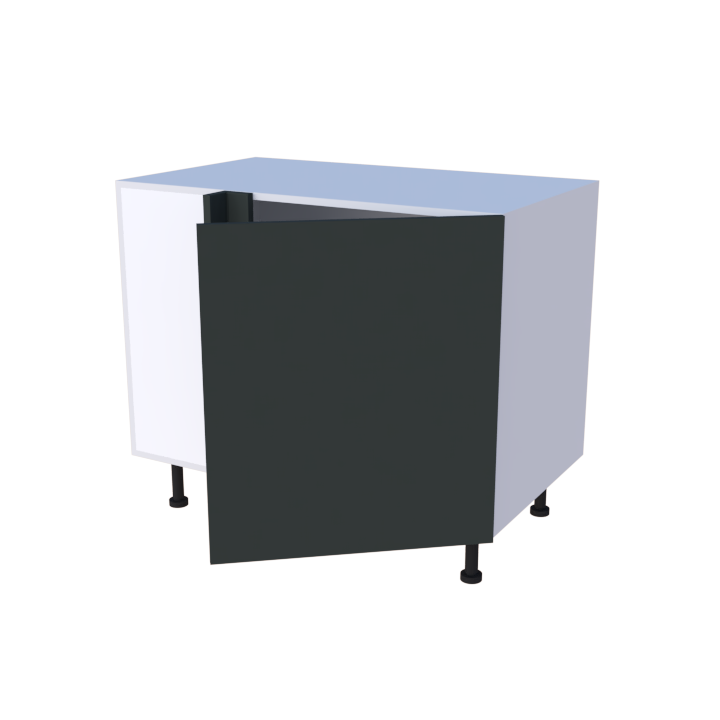 Meuble bas d'angle droite 1 porte - Larg. 100cm - Haut. 85cm (pieds inclus)